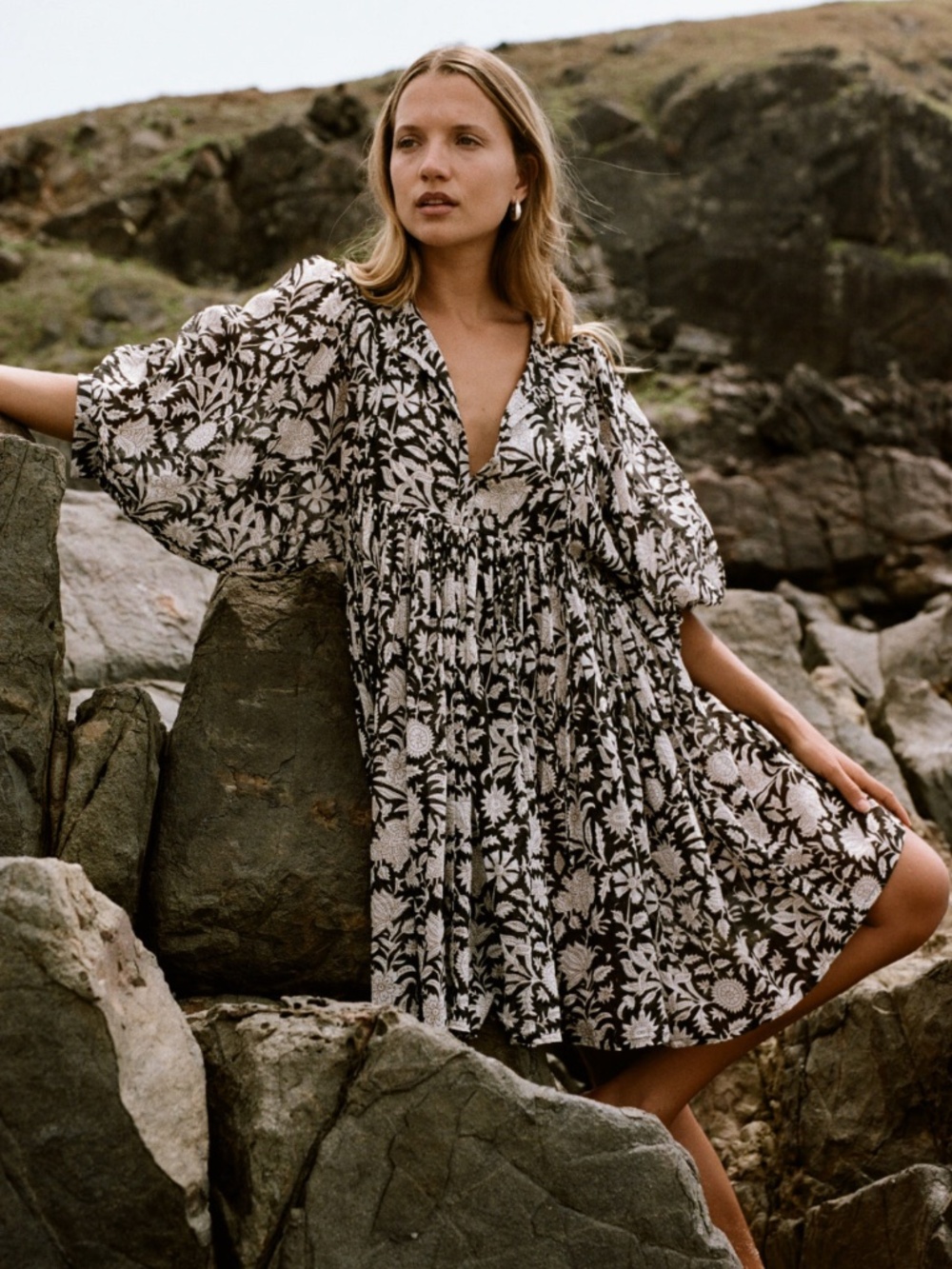 Daughters of India Floral Kyra Bohemian Mini Dress Small